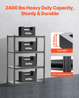 VEVOR Storage Shelves, 2400 lbs, 4 Tier Garage Storage Shelving, 20" D x 40" W x 57" H Adjustable Metal Shelves for Garage Shelves Utility Rack Shelf, Ideal for Kitchen, Warehouse, Basement, Black VEVOR