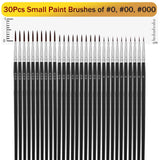 Anezus Tiny Detail Paint Brushes 30 Pcs Fine Paint Brushes Set with 3 Size #0#00#000 Liner Brush for Miniature 40k Model Crafts Watercolor Acrylics Oil - WoodArtSupply