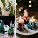 4PCS Christmas Tree Silicone Mold, 3D Candle Molds for Candle Making, Tree Shaped Silicone Epoxy Resin Mold, Ornament Mould for DIY Wax Candle Soap Art Craft Cake Chocolate Home Decor Wehous
