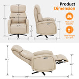 MCombo Dual Motor Power Recliner Chair for Adults, Modern Faux Leather Electric Swivel Recliner with USB Charging, Heavy Duty Adjustable Lounge Chair for Living Room & Bedroom 4610 (Beige) MCombo