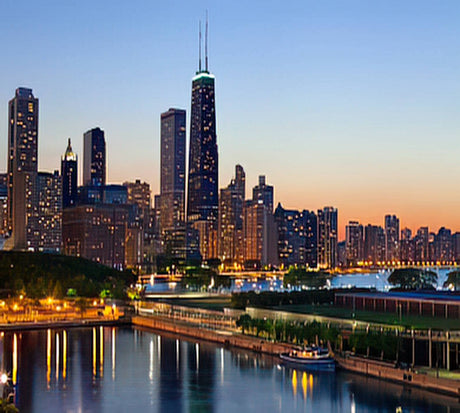 Diamond Painting Adult Painting Kits Chicago Chicago Skyline Downtown Skyline at Dusk Home Bedroom Living Room Art Wall Decoration 12"x16" Puzzle art