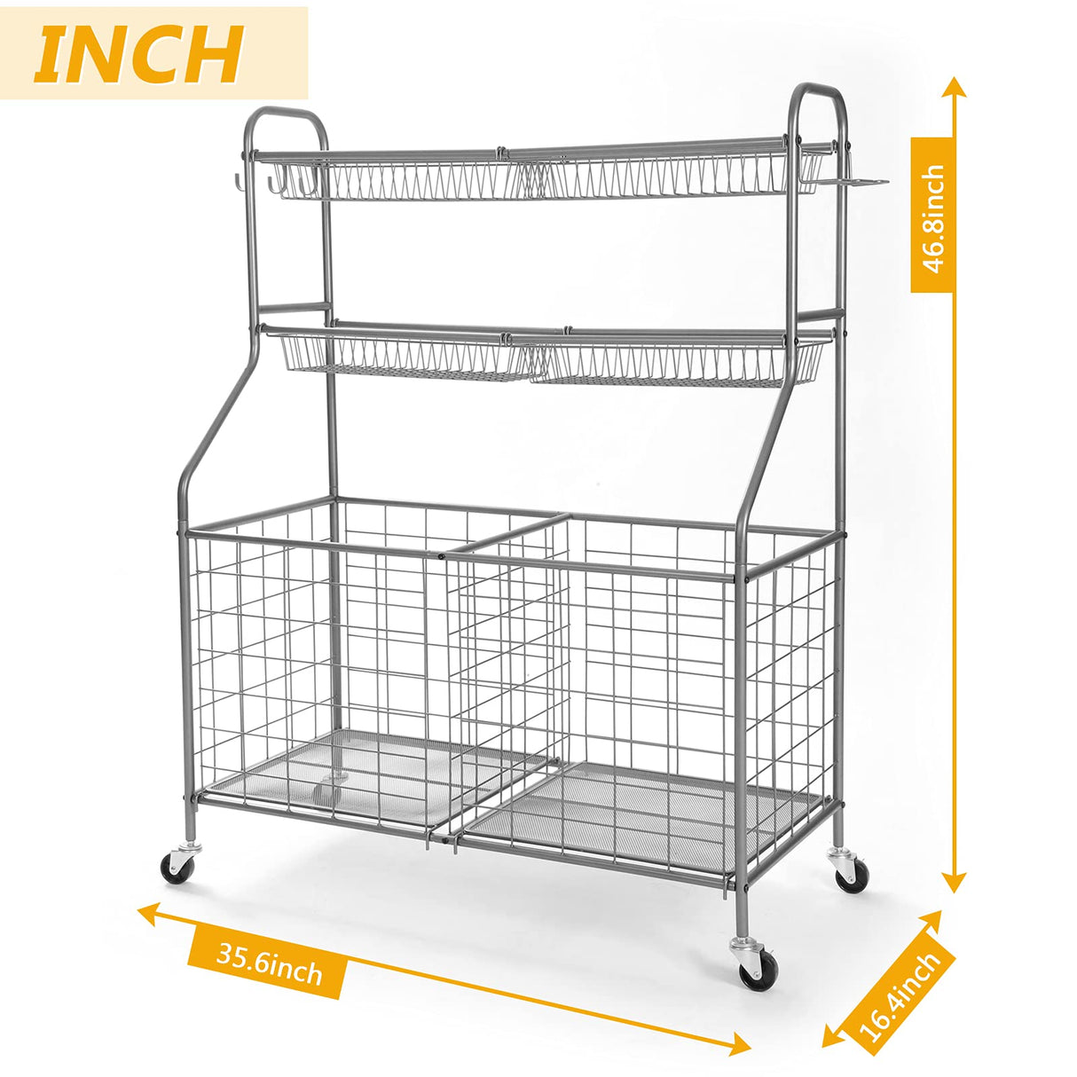 Kinghouse Garage Sports Equipment Organizer, Ball Storage Rack, Toy Storage, Nerf Gun Organization on Wheels for School, Garage, Black, Steel (Grey) Kinghouse