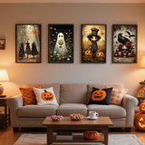 4 Pack Paint by Numbers Kit for Adults - Wooden Easel, Halloween Paint by Numbers with Frame, Halloween Adult Painting by Number Kits on Canvas, Easy Oil Painting Arts Gift Wall Decor 8x12inch cviokrdu