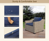 LHBcraft Outdoor Patio Furniture Set 8 Pieces, Rattan Outdoor Couch with Coffee Table, Comfortable Wicker Patio Furniture Sets for Yard, Pool or Porch, Blue LHBcraft