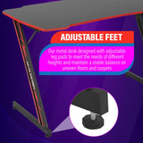 PayLessHere 47 Inch Modern Z-Shaped Gaming Desk Computer Desk for Home Office with Headphone Hook - Sturdy Workstation Table with Spacious Desktop,Red PayLessHere