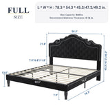 Allewie Full Size Platform Bed Frame with Adjustable Velvet Tiara Headboard, Upholstered Diamond Button Tufted, Wood Slats Support, No Box Spring Needed, Black Allewie