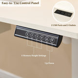 OKD Electric Standing Desk Adjustable Height, 48" x 24" Sit Stand Desk with LED Lights, Keyboard Tray, and Monitor Shelf - Modern Ergonomic Home Office Desk for Gaming and Work, Antique White OKD