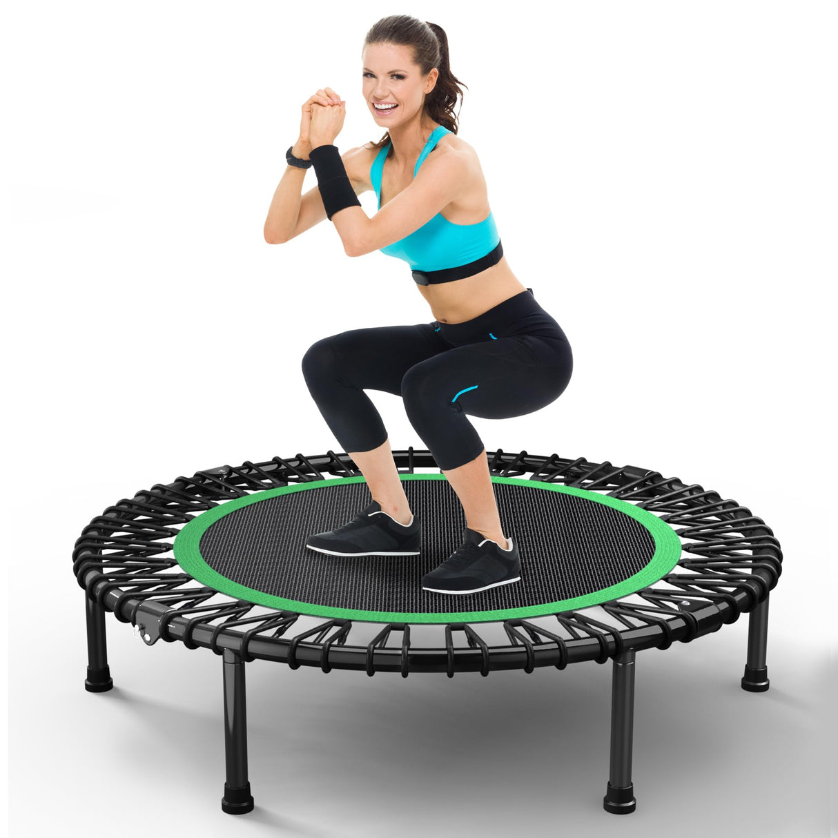 HYD-Parts 40" Foldable Fitness Trampoline for Adults with 32 Bungee Cords 450lbs, Portable Exercise Mini Trampoline, Small Rebounder Indoor/Outdoor, Quiet Workout Equipment HYD-Parts