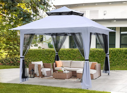 ABCCANOPY Pop Up Gazebo 13x13 - Outdoor Canopy Tent with Mosquito Netting for Patio Garden Backyard (White)