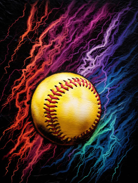 Generic Softball with Lightning Baseball DIY Diamond Art Painting for Adults Round Full Drill DIY Paint by Diamond Number Kits for Beginners Gems Cross Stitch for Wall Decor 11.8x15.8inch(1) WoodArtSupply