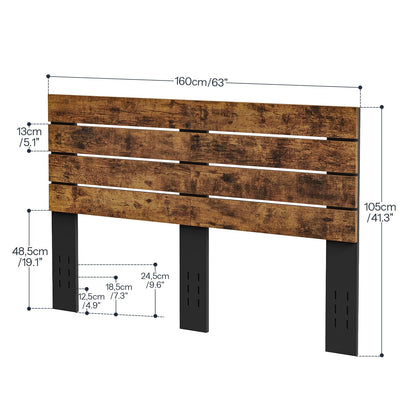 HOOBRO Headboard Queen Size, Wooden Headboard, Rustic-Styled Headboard, Headboard with Sturdy Support Legs, 3-Height Connection Holes, Minimalist Headboard, for Queen Beds, Rustic Brown and B - WoodArtSupply