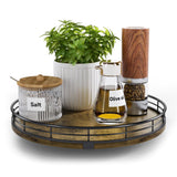 HGF Farmhouse 10" Lazy Susan Turntable Organizer for Table Top, Round Wooden Lazy Susan for Cabinet Kitchen Decor Centerpieces Coffee Table, Storage Condiments Spices, Bathroom Vanity Tray for Soap HGF