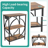 HavenlyYouth 10 Gallon Aquarium Stand with Power Outlet, 3 Tier Heavy Duty Metal Fish Tank Stand with Storage, Fish Tank Table for Home Office, 21.3" x 11.8" x 29", Rustic Brown HavenlyYouth