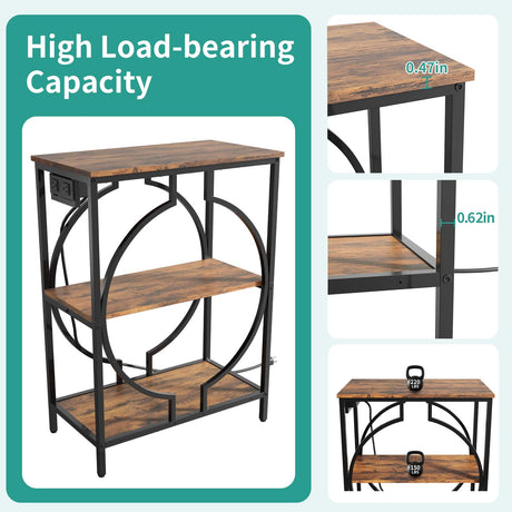 HavenlyYouth 10 Gallon Aquarium Stand with Power Outlet, 3 Tier Heavy Duty Metal Fish Tank Stand with Storage, Fish Tank Table for Home Office, 21.3" x 11.8" x 29", Rustic Brown HavenlyYouth