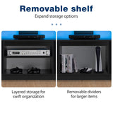 HOMMPA LED TV Stand for up to 70" TV Modern Entertainment Center with Power Outlets, Gaming TV Consoles with Storage Media Table with LED Lights Game Cabinet for Living Room Black HOMMPA