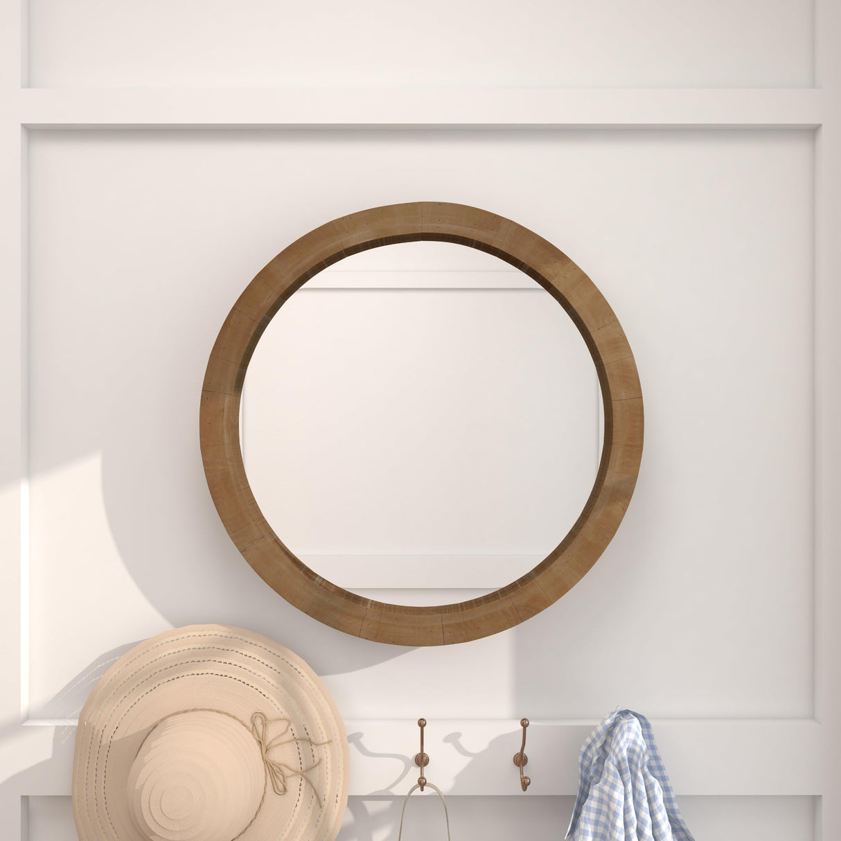 Deco 79 Wood Room Wall Mirror Entryway Mirror, Wall Mounted Mirror 24" x 3" x 24", Brown Deco 79