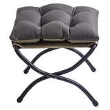 WELL-STRONG 15" Foldable Foot Stool Ottoman with Metal Frame - Washable Dark Grey Upholstered Indoor/Outdoor Footrest for Living Room, Bedroom, Patio - Space-Saving Compact Design WELL-STRONG