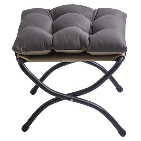WELL-STRONG 15" Foldable Foot Stool Ottoman with Metal Frame - Washable Dark Grey Upholstered Indoor/Outdoor Footrest for Living Room, Bedroom, Patio - Space-Saving Compact Design WELL-STRONG