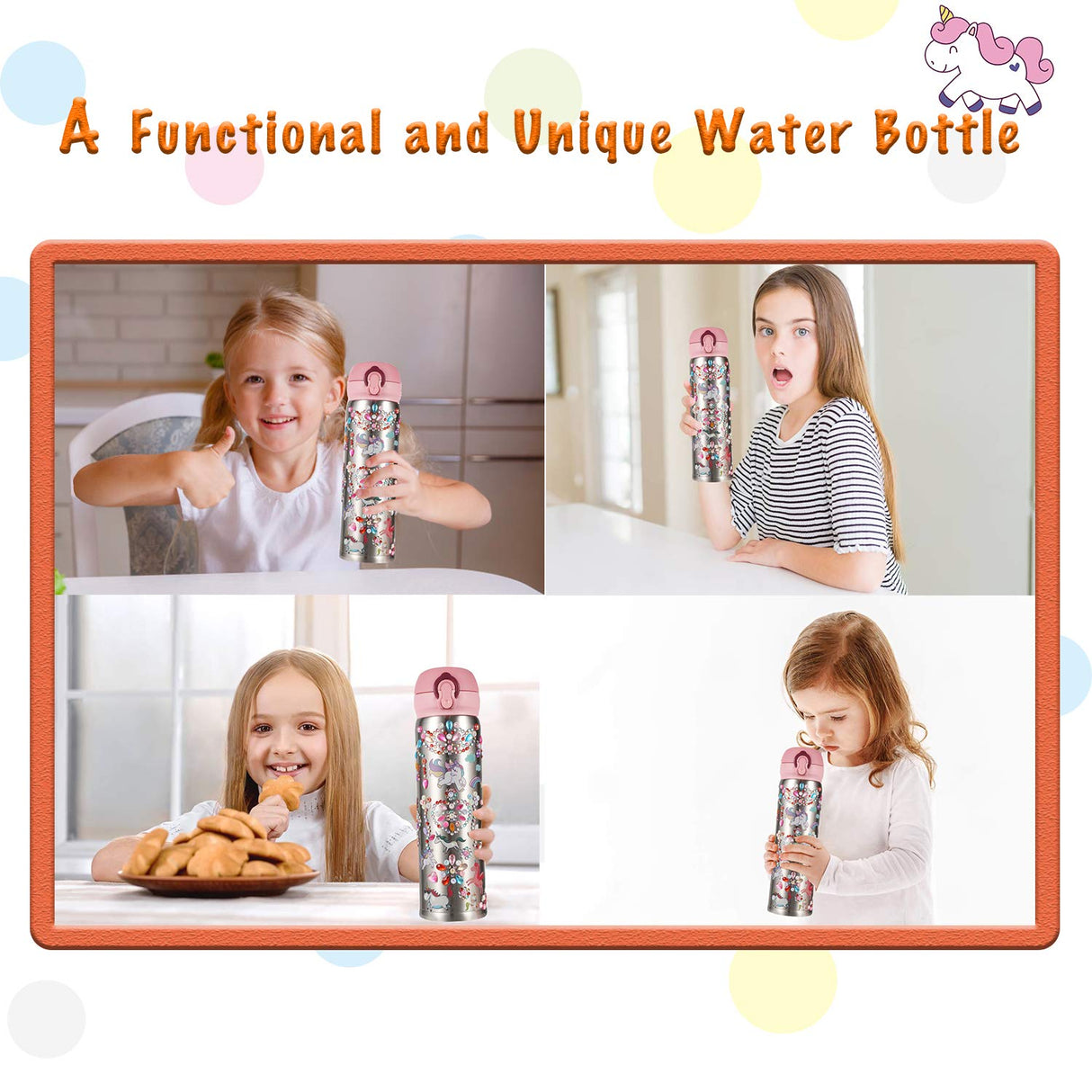 YOFUN Decorate Your Own Water Bottle with 11 Sheets of Unicorn Stickers & Glitter Gems, Craft Kit & Art Kit for Children, Gift for Girls Age 4 5 6 7 8 9 10 Years Old Kids, BPA Free Insulated (Silver) Y YOFUN