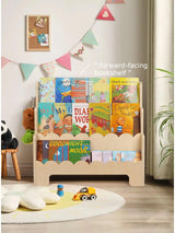 Tohiasen Kids Bookshelf Wooden 3-Tier, Scalloped Book Shelf for Kids Rooms, Front Facing Toddler Montessori Bookshelf, Baby Nursery Book Shelves Kids Classroom Bookshelf Bookcase Tohiasen