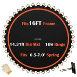 Doyuee Trampoline Mat Replacement-Fits 16FT Frame with 108 Rings Fits 6.5-7.0" Springs-Mat Diameter 14.3ft (172inch), Not Include Spring and Frame Doyuee