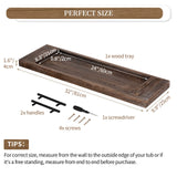 Hanobe Bathtub Tray Bath Caddy: Wood Tub Trays Table Extra Large Rustic Bathtub Shelf Across Tub Wooden Serving Tray with Handles for Bathroom, 31" Hanobe
