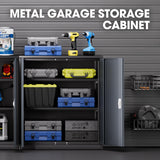 DNA MOTORING Metal Storage Cabinet, 36'' Locking Cabinet with 2 Doors and 2 Adjustable Shelves, Metal Cabinet Heavy Duty Utility Cabinet for Garage,Office,Home,Gym, Gray Black, TOOLS-00631-GY-BK DNA MOTORING