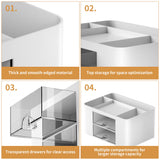 Marbrasse Pen Organizer with 2 Drawer, Multi-Functional Pencil Holder for Desk, Desk Organizers and Accessories with 5 Compartments + Drawer for Office Art Supplies (White) Marbrasse