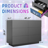 UEV LED 6 Drawer Dresser,White Dresser for Bedroom with Light,Chest of Drawers with High Glossy finsh for Bedroom,Living Room,Entryway(Black) UEV