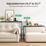Kitstorack 2-Pack Narrow Console Table with Adjustable Height (25"-33") & Power Outlets, Rustic Brown Sofa Table for Behind Couch or Wall, 79" Long with 4.9ft Cord Kitstorack