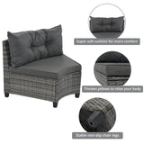 8-pieces Outdoor Patio Half-Moon Sectional Sofa Sets With Rectangular Coffee Table, All Weather PE Rattan Wicker Curved Sofa Set, Water-resistant and UV Protected Conversation Sets (Gray 8-piecesr) XD Designs