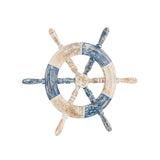 Deco 79 Wood Ship Wheel Home Wall Decor Distressed Two-Toned Wall Sculpture with Brown Accents, Wall Art 19" x 2" x 22", Blue Deco 79