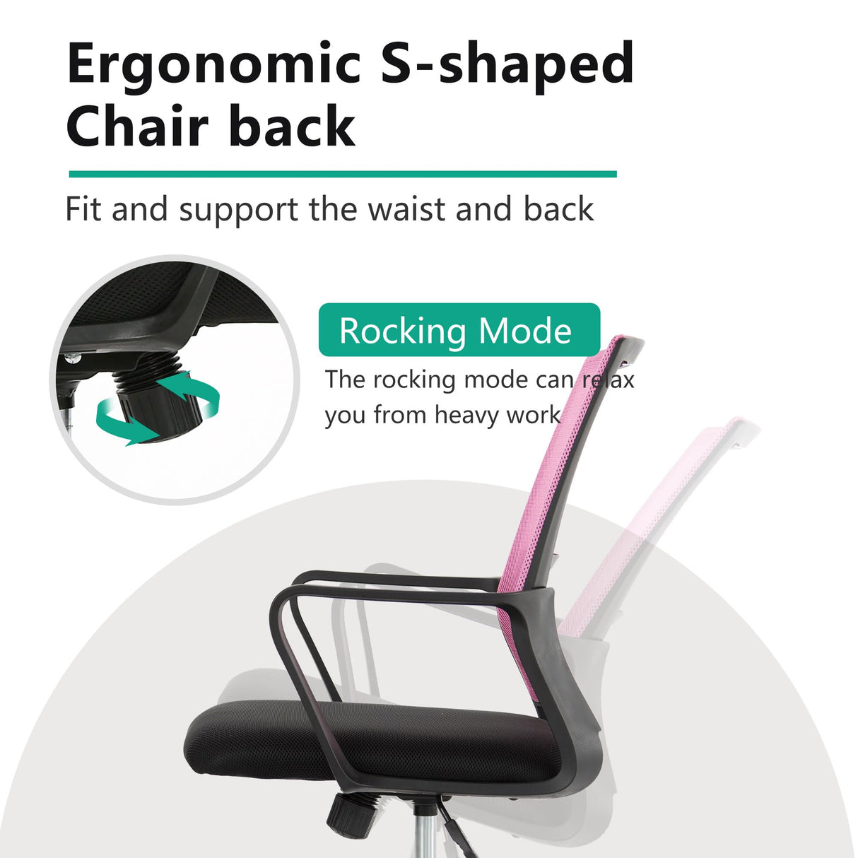 PayLessHere Gaming Chair Ergonomic Computer Chair Office Chair Video Game Chairs with Lumbar Support Desk Chair Armrest Mid Black Cushion Swivel Rolling Chair with Wheels for Home Office (Pink) PayLessHere