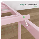 Novilla Queen Bed Frame with Headboard and Footboard, 14 Inch Metal Platform Bed Frame with Under Bed Storage, No Box Spring Needed, Strong Metal Slats Support, Pink Novilla