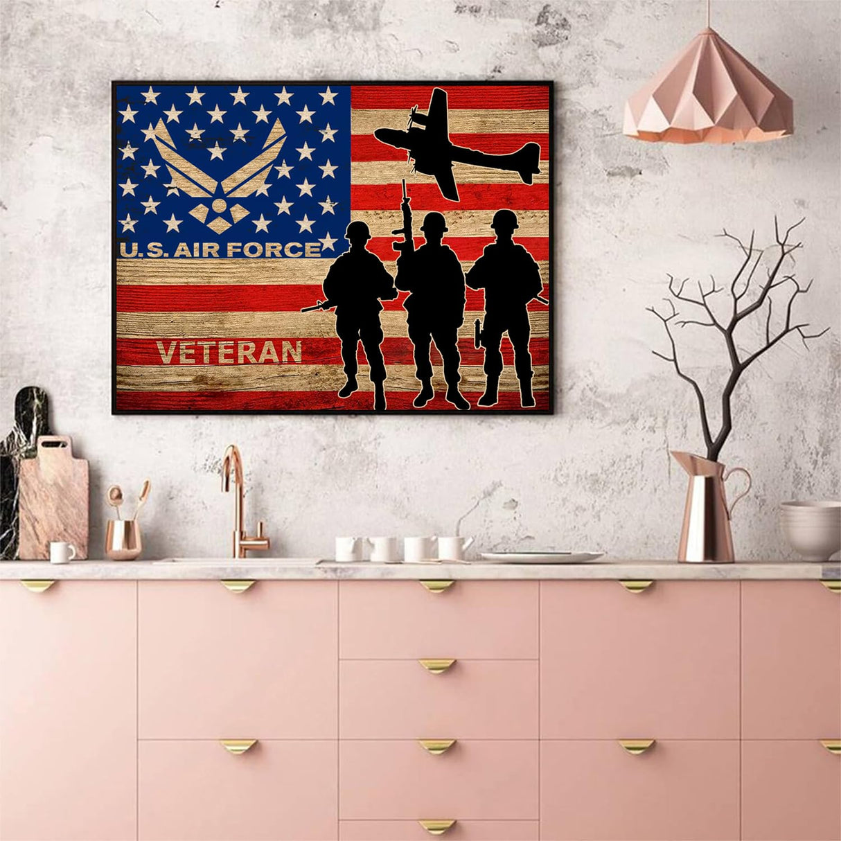 DIY 5D Diamond Art Kits Painting for Adults Full Drill by Number Painting Grain U.S. Air Force Veteran Soldier Plane Set for Home Wall Decor 30x40cm/11.8x15.8inch WoodArtSupply