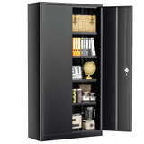 INTERGREAT Storage Cabinet, 72” Black Garage Steel Locking Cabinet with Doors and 4 Adjustable Shelves, Tall Lockable File &Tool Cabinet for Home Office, Metal Classroom Cabinet Basement INTERGREAT