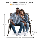 VINGLI 38" Outdoor Bench Cast Aluminium Garden Bench, Orchid Porch Bench Patio Bench Deck Furniture for 1-2 Person Seat (Brown) VINGLI