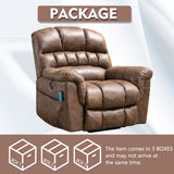 CANMOV Large Power Lift Recliner Chairs with Massage and Heat for Elderly Big People, Heavy Duty Electric Faux Leather Reclining Chairs with USB Port and 2 Side Pockets, Brown CANMOV