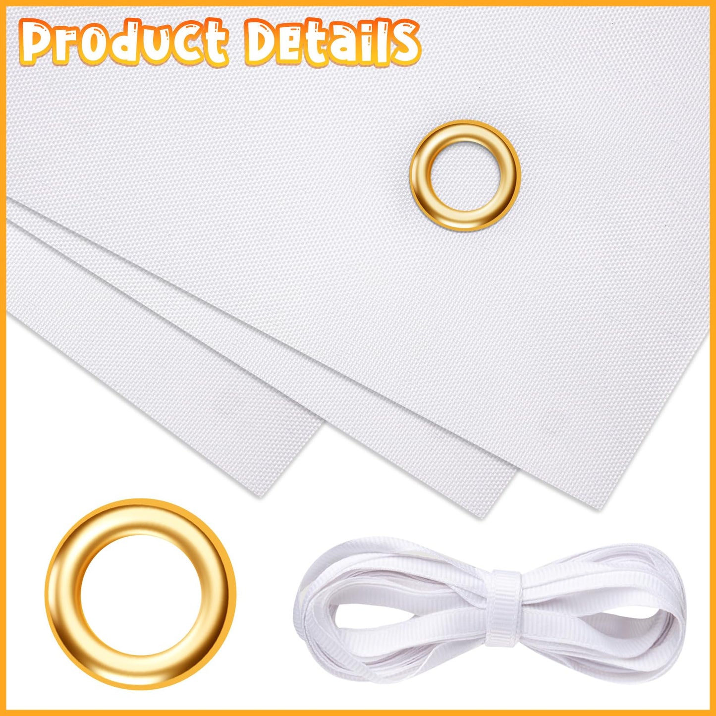 2 Pcs Blank Banners, Large White Thick Polyester Oxford Cloth Sublimation Banner with Hanging Rope, Blank DIY Signs for Outdoors Indoors Display Business Office Supply and Party Decoration(3.3x6Ft)