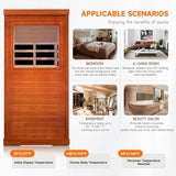 Sauna, Far Infrared Saunas for Home 1 Person Wood Sauna Okoume 800W/110V Low Emf Dry Sauna Indoor Sauna Room with Tempered Glass Door/Speakers/Air Hole and LED Lighting - 35.2*27.6*61.6 IN HOSAUNA