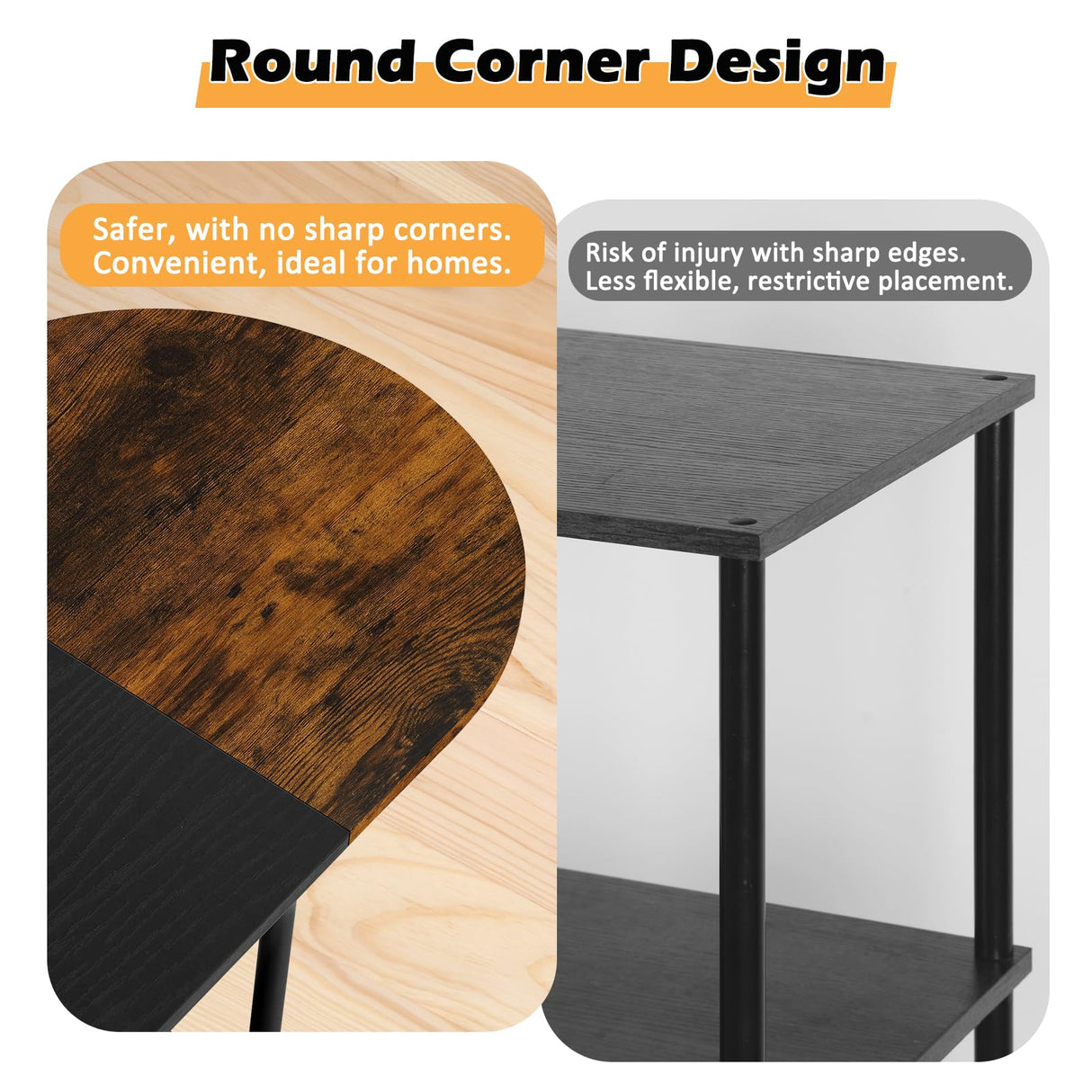 ETELI Small Round Coffee Tables for Small Space Farmhouse Oval Coffee Table with 2-Tier Storage Shelf Circle Center Tea Table for Living ETELI