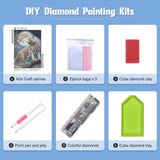 NAIMOER White Tiger Diamond Art Kits for Adults, Full Drill Tiger with Moon Diamond Art Kits, DIY 5D Diamonds Dots Paint with Diamonds Animals Diamond Craft Kit for Home Decor 30x40cm NAIMOER