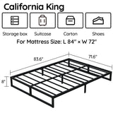 Richwanone 8 Inch Cal King Bed Frame Heavy Duty Metal Platform Mattress Foundation with Steel Slat Support, No Box Spring Needed, Easy Assembly, Black Richwanone