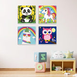 MXJSUA 4 Pack Cute Cartoon Animals Paint by Numbers Kit with Framed Canvas for Ages 6-12 Kids, Paint by Numbers Kits for Children Beginners, Acrylic Oil Painting for Home Wall Decor Gift (8x8 inch) MXJSUA