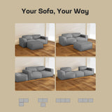 Marsail Modular Sectional Sofa, 80" L-Shaped Modular Sectional Couch with Deep Seat, Freely Combinable Sectional Clound Sofa for Living Room, No Assembly, Plush Corduroy Fabric, Grey Marsail