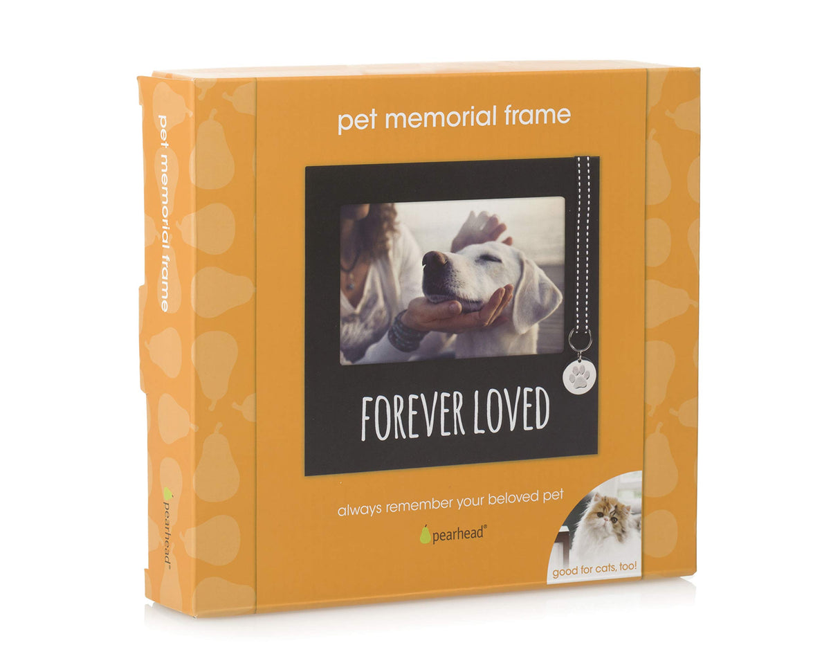 Pearhead Forever Loved Pet Keepsake Picture Frame, Photo Frame for Pet Owners and Dog Lovers, Ideal Memorial Gift for Loss of Dog and Pet Remembrance, Wall Mount And Tabletop Frame, Black Pearhead