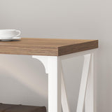 IBF Farmhouse Entryway Table, Wood TV Console Table, Rustic Metal Sofa Table, Industrial Hallway Tables with Storage Shelves, Modern Foyer Tables for Front Entry Way, White and Rustic Oak, 47 Inch IBF