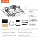 VEVOR, 20W Output Engraving Machine, 15.7" x 15.7" Large Working Area 10000mm/min Movement Speed, Compressed Spot with Eye Protection, Laser Cutter for Wood, Metal, Acrylic, Gray VEVOR