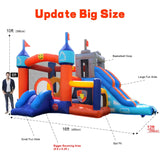 Commercial Grade Bounce House for Big Kids 5-12, 100% PVC Inflatable Bounce House Obstacle Course for Adult with 2 Slide, Ball Pit, Large Bounce Area, Climbing Wall, Basketball Rim 16x12x10FT w/Blower awesmflate