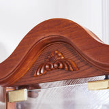 Glass Display Cabinet with Glass Doors, Corner Curio Cabinet with 4 Adjustable Glass Shelves, China Cabinet with Wooden Flower Carving for Living Room, Hallway, Oak Hayiodda